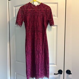 Burgundy Lace dress SMALL